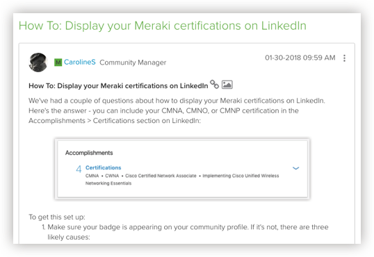 Instructions for linking to community profile on LinkedIn