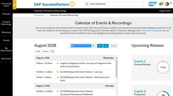 Our new events page allows users to filter based on event type and region.